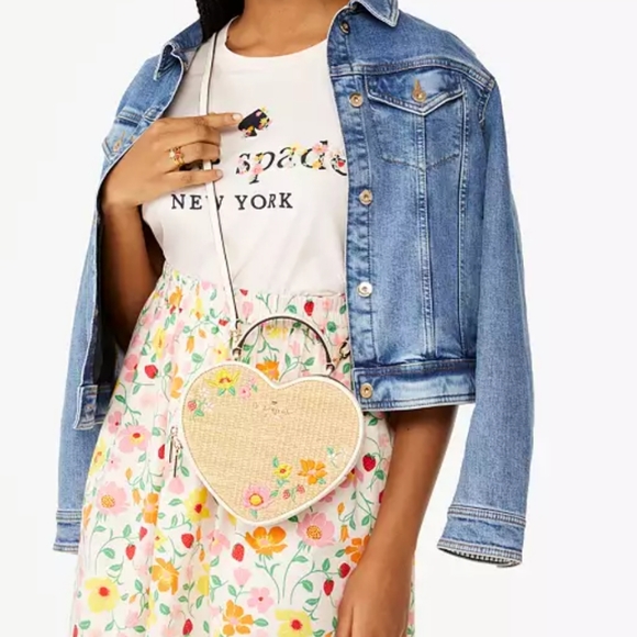 Kate Spade Love Shack Rattan Heart Crossbody, Meringue Multi - Picture 6 of 6